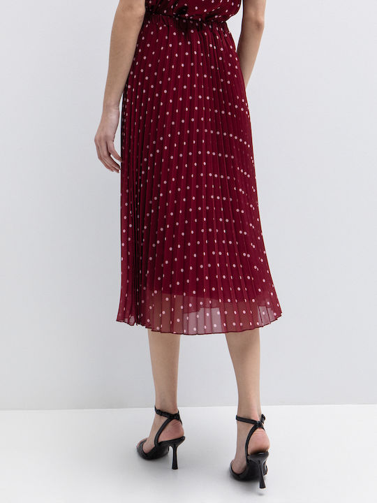 Plissiert Midi Rock Polka Dot Rot