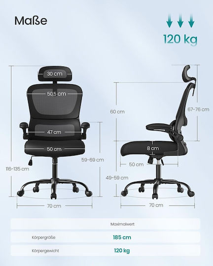 Songmics Office Chair With Adjustable Arms Black
