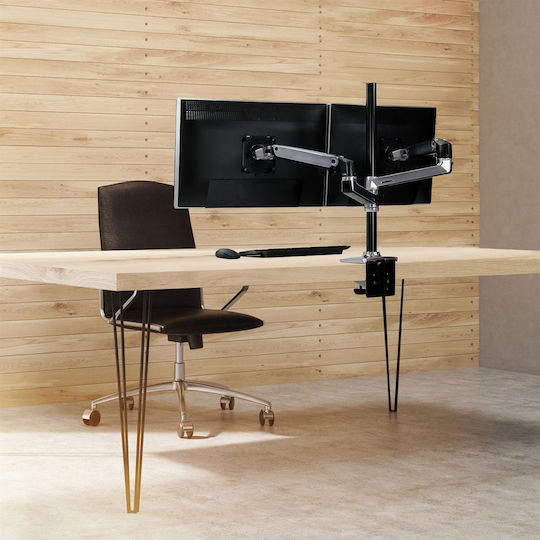 Ergotron LX Dual Stacking Schreibtisch Halterung für 2 Monitore bis 40" mit Arm Silber