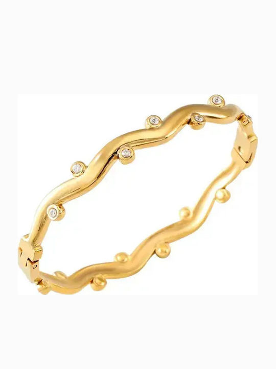 Bode Women's Bracelet Handcuffs made of Steel Gold Plated with Zircon