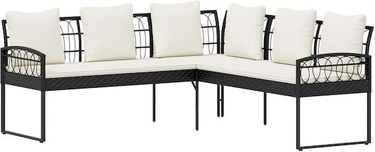 Outdoor Living Room Set 2 Pieces Black with Pillows