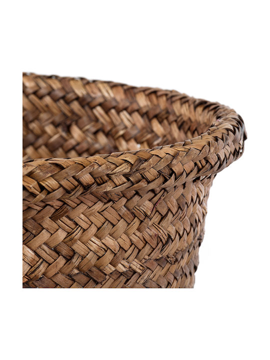 Globostar Artificial Garden Skiathos 20346 Decorative Wicker Basket Planter Flower Pot Brown Φ26cm X H26cm
