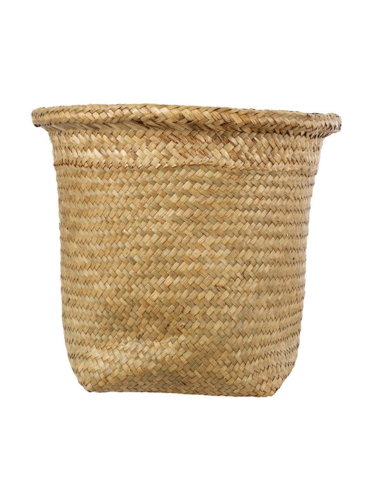Globostar Artificial Garden Cecilia 20343 Decorative Wicker Basket Planter Flower Pot Beige Φ26cm X H26cm