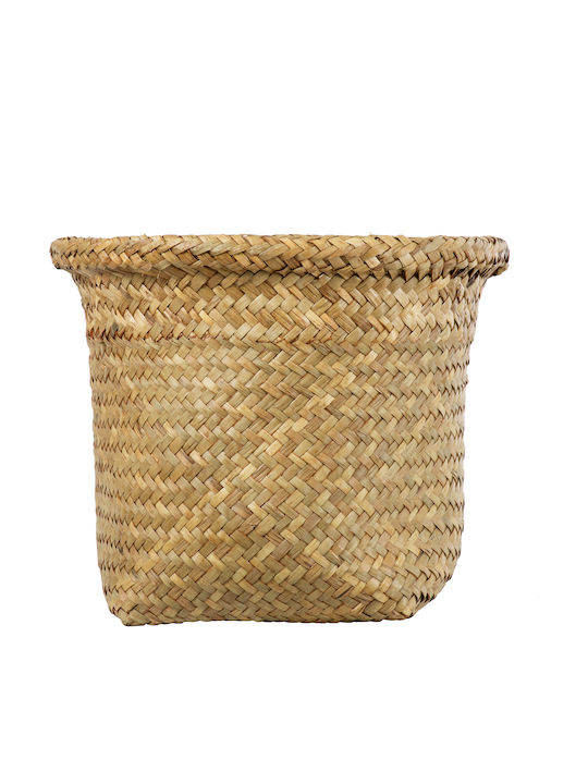 Globostar Artificial Garden Cecilia 20342 Decorative Wicker Basket Planter Flower Pot Beige Φ24cm X H24cm