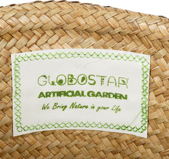 Globostar Artificial Garden Cecilia 20343 Διακοσμητικό Ψάθινο Καλάθι Κασπώ Γλάστρα Flower Pot Μπεζ Φ26cm X Υ26cm