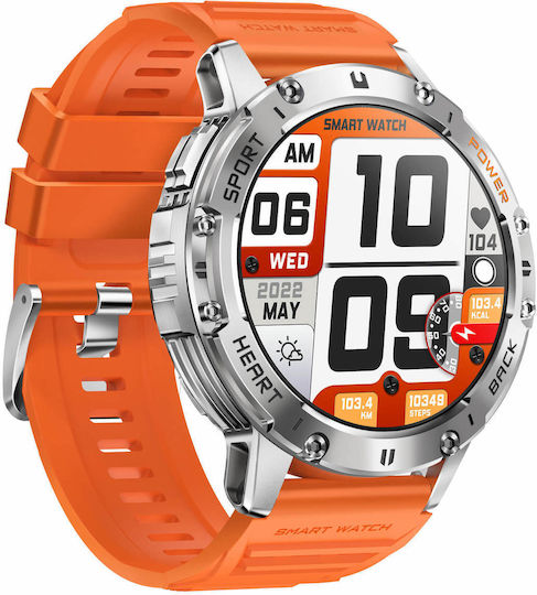 Microwear K65 Smartwatch με Παλμογράφο (Orange Silicone)
