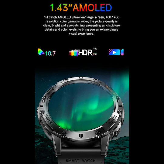 Microwear K65 Smartwatch με Παλμογράφο (Orange Silicone)
