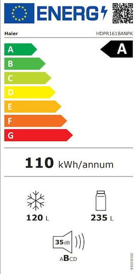 Haier Combină frigorifică 355lt Total NoFrost Î185xL59.5xA66.7cm. Inox HDPR1618ANPK