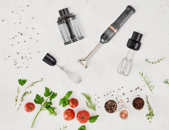 Black & Decker Blender de Mână cu Tijă din Inox Negru