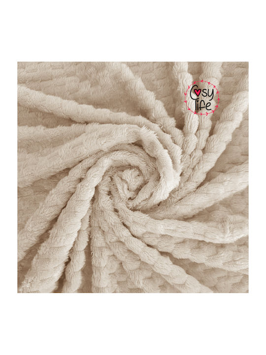 Cosy All Seasons Velvet Blanket Single 160x220cm Ecru