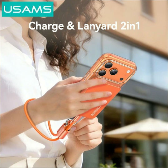 Usams USB 2.0 Cable USB-C male - USB-C 60W PD Πορτοκαλί 0.3m SJ784USB02