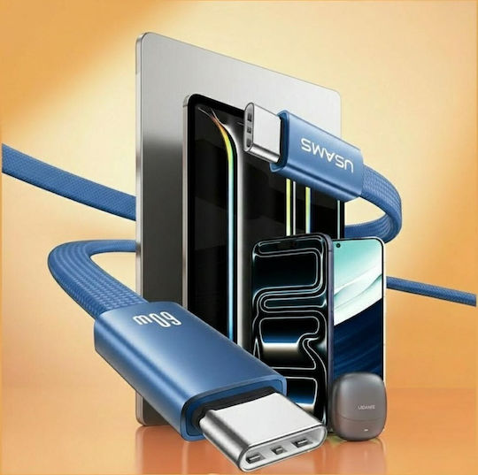 Usams USB 2.0 Cable USB-C Male - USB-C 60W PD Blue 1.2m