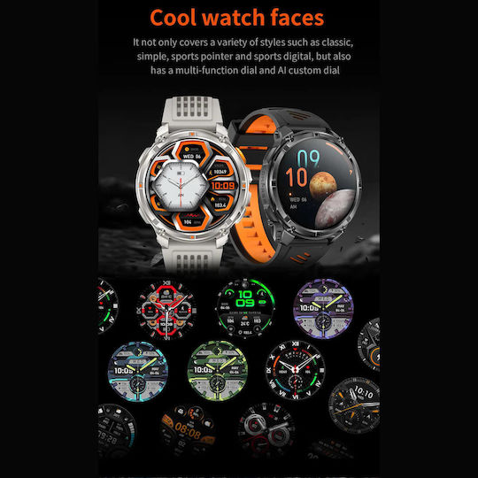 Microwear HT33 Smartwatch (Grey & Orange Silicone)