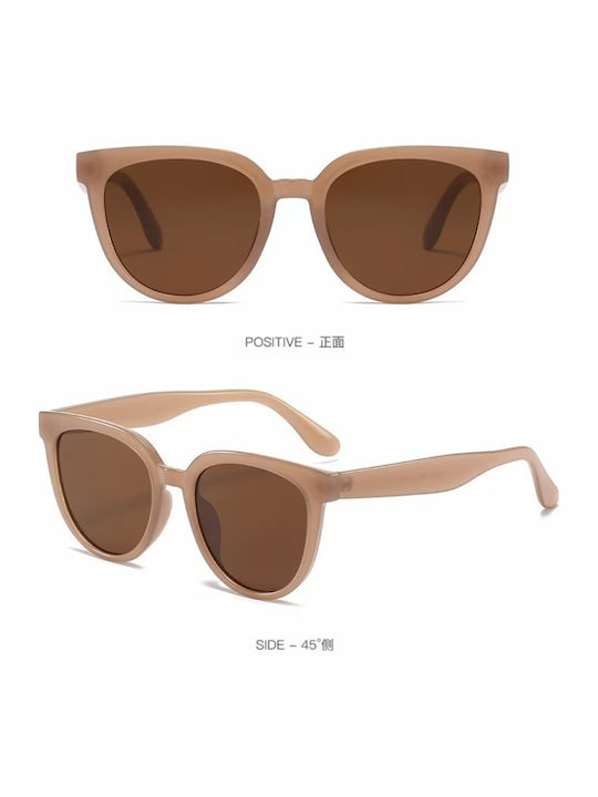 King Unisex Sunglasses with Beige Frame and Brown Polarized Lens SUNKI345-SN016