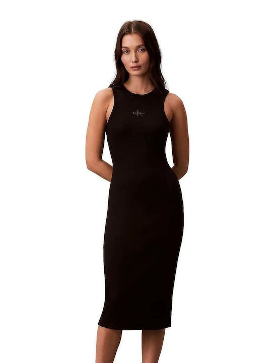 knee length dresses for ladies Calvin Klein Black Floral Faux Wrap LS Midi Dress – Luscious Boutique main image 1