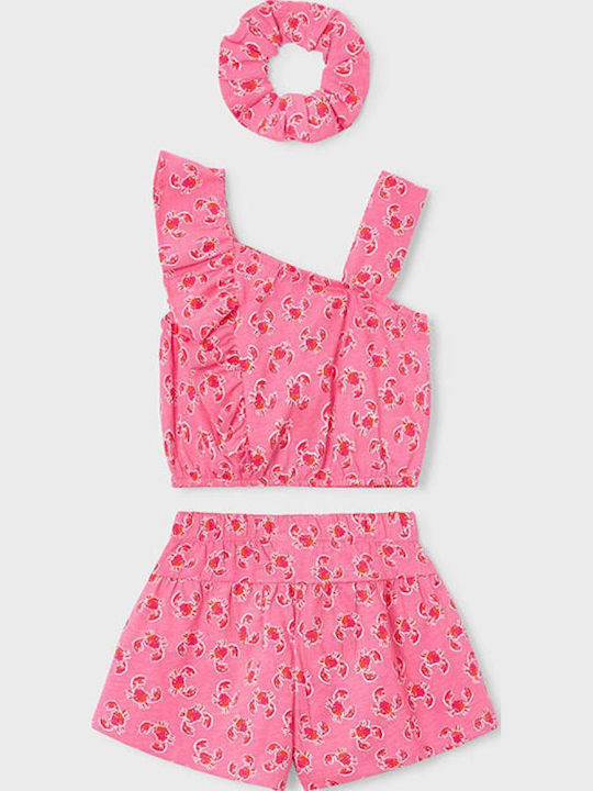 Mayoral Kids' Set with Shorts Summer 3pcs Fuchsia