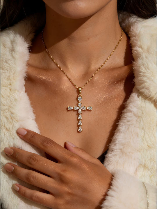 Chrysothemiss Γυναικείος Σταυρός Grace Light Λευκά Λαμπερά Ζιργκόν