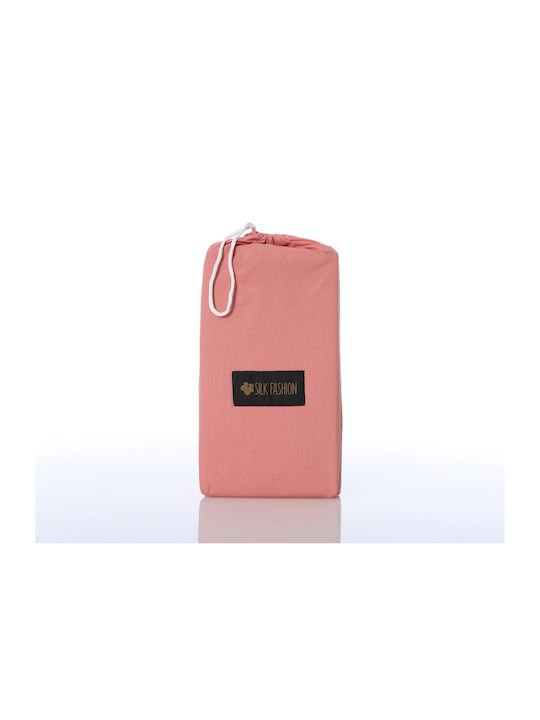 Silk Fashion Σεντόνι Ημίδιπλο με Λάστιχο 125x200εκ. Coral Almond