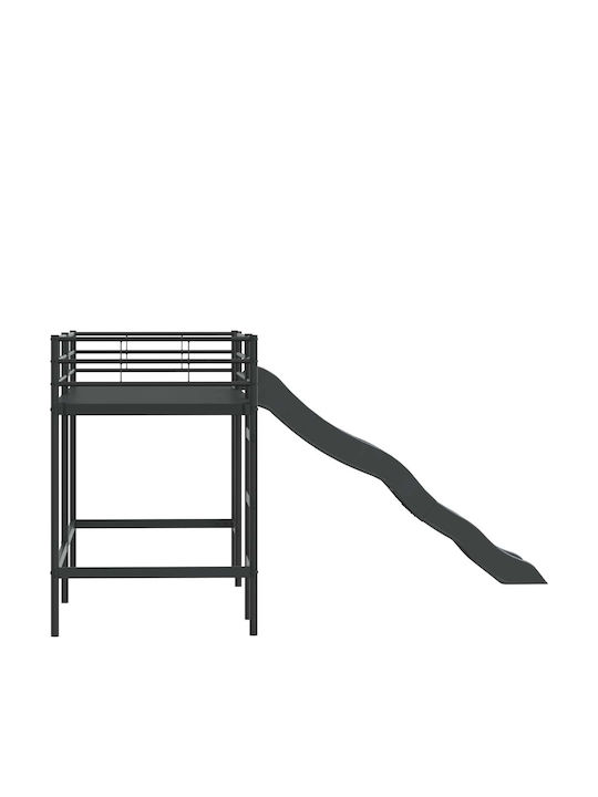 Kids Bed Bunk Single Black for Mattress 80x194cm