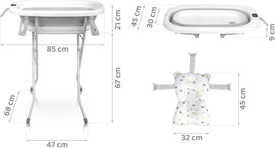 Ricokids Babybadewanne mit Basis mit Thermometer Weiß