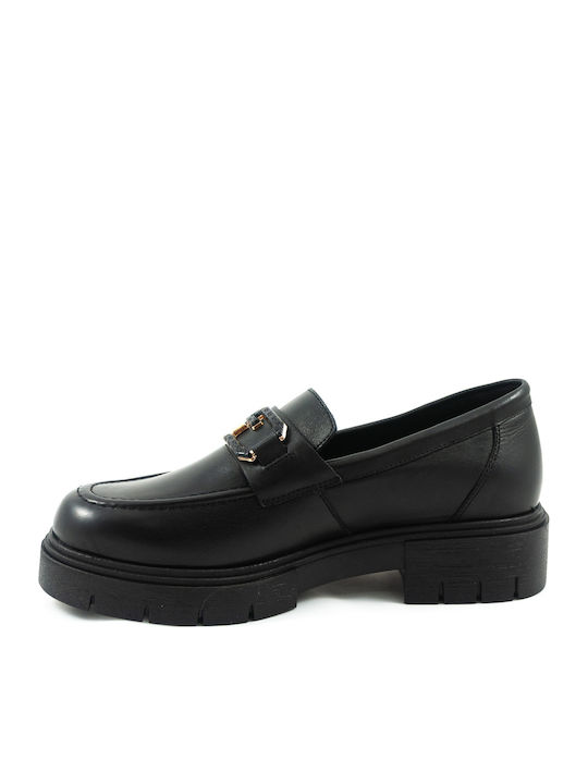 Leather Women's Moccasins in Black Color
