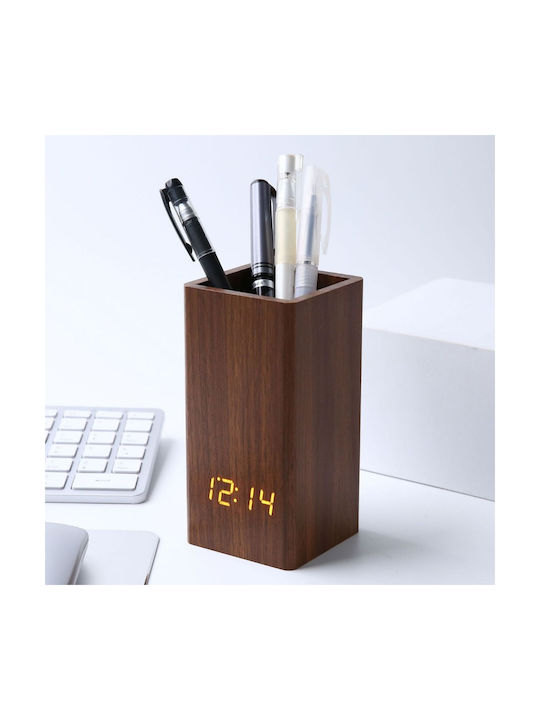 Uncle George Tabletop Digital Clock LED Wooden Brown 01.06.04-0007-BRWN