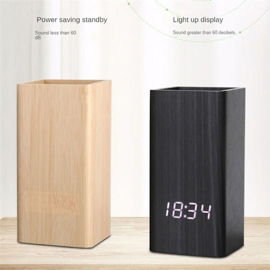 Uncle George Tischuhr Digital LED Holz Beiges 01.06.04-0007-MPEZ