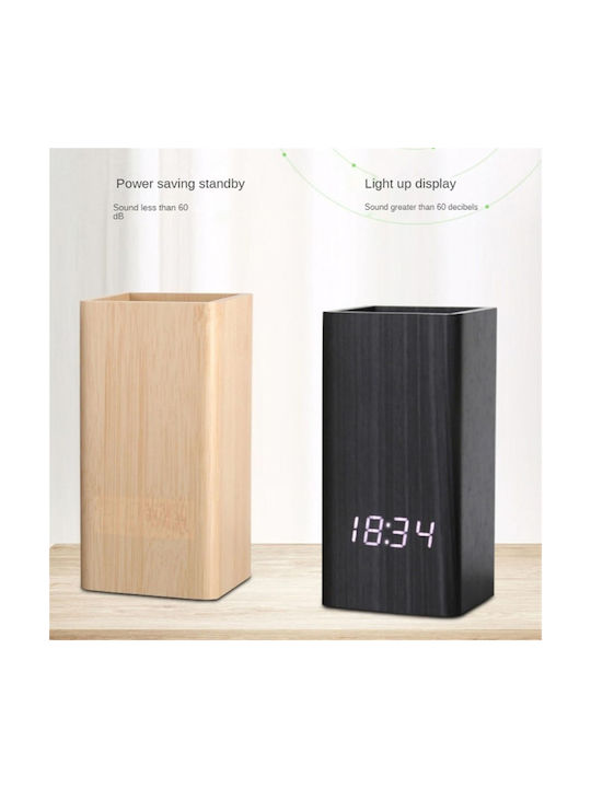 Uncle George Tabletop Digital Clock LED Wooden Brown 01.06.04-0007-BRWN