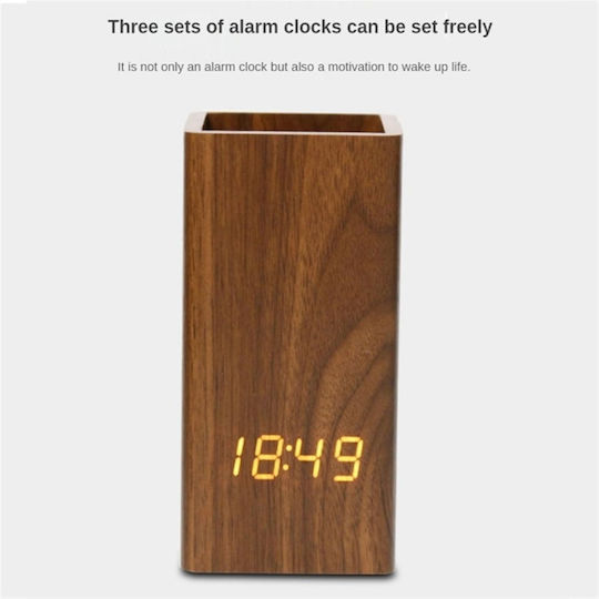 Uncle George Tabletop Digital Clock LED Wooden Black 01.06.04-0007-BLK