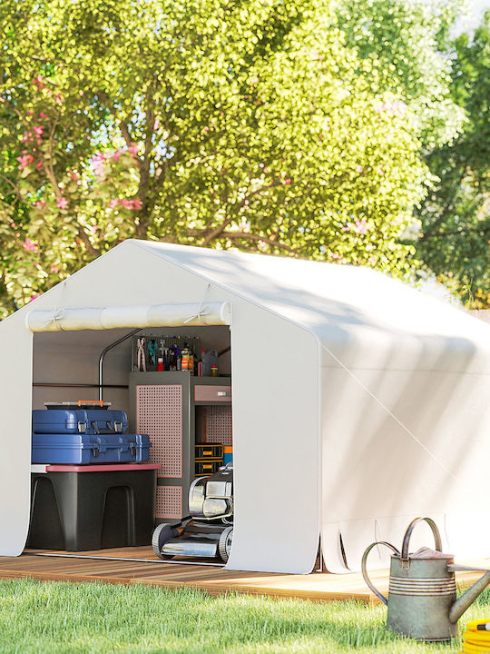 Outsunny Gazebo Garten Weiß 3x3m