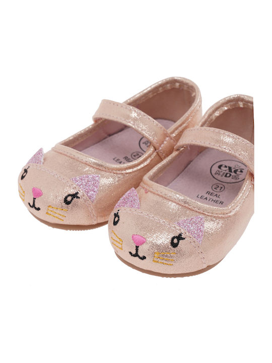 Kids Pumps & Ballerinas Anatomic With Hoop & Loop Closure Fabric Pink