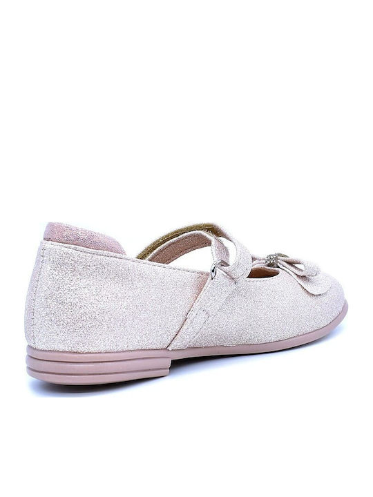 Kids Anatomic Leather Ballerinas with Hoop & Loop Closure Pink