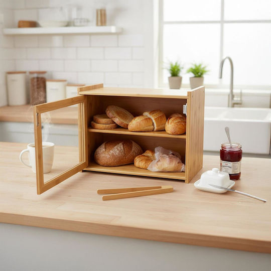 Relaxdays Brotkasten aus Bambus Braun 31x40x17.5cm