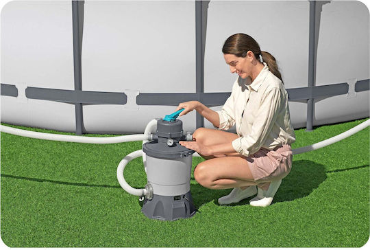 Bestway Poolwasserpumpe Filter Einphasig mit Maximale Versorgung 3596 lt/h + 25kg Sand