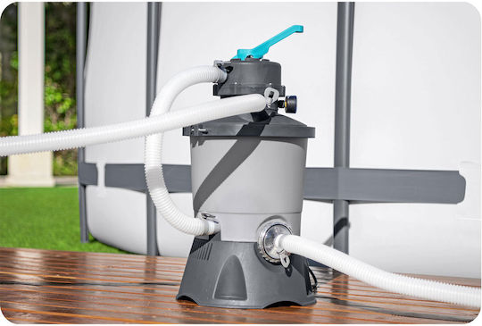 Bestway Poolwasserpumpe Filter Einphasig mit Maximale Versorgung 3596 lt/h + 25kg Sand
