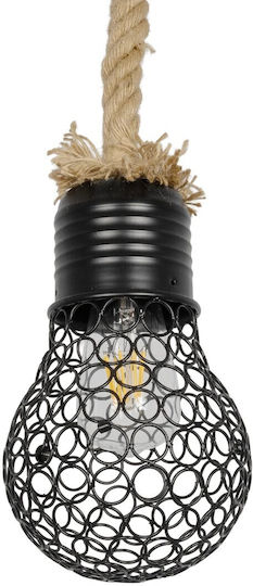 GloboStar Urban Pendant Light Black with Rope for Socket E27 15x15x80cm