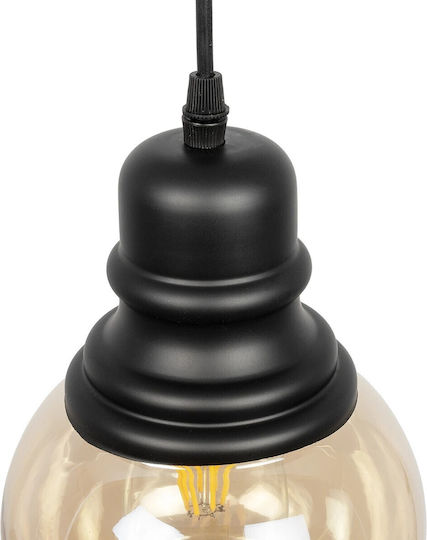 GloboStar Oliver Висящо Осветително Тяло Кехлибарен с Цокъл E27 16x16x25см.