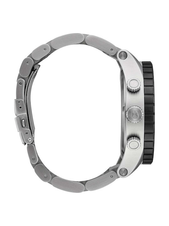 Nixon 51-30 Ανδρικό Ρολόι 51mm Χρονογράφος Μπαταρίας με Ασημί Μεταλλικό Μπρασελέ
