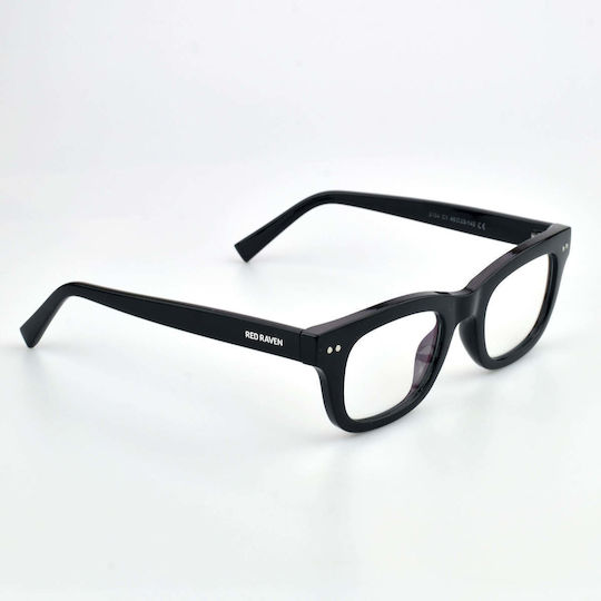 Blue Light Blocking Glasses Red Raven Series Z Black