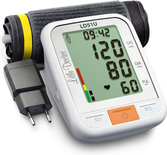Little Doctor Ld 51u Tensiometru Electronic de Braț Manșetă 22 42 Cm Indicator OMS Adaptor de Alimentare Inclus Alb Gri
