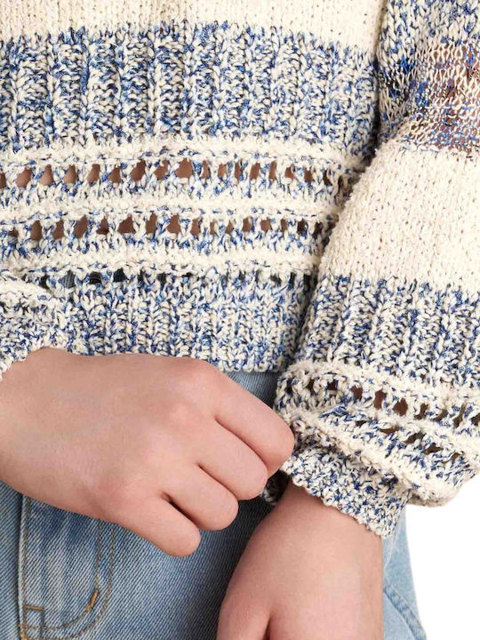 Women's Long Sleeve Cotton Sweater Off White
