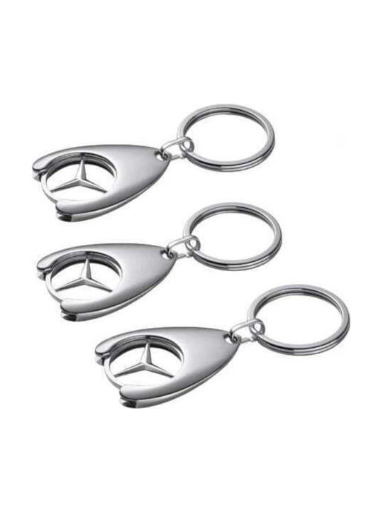 Set Trei Brelocuri Depox Mercedes 7.5 Cm Metalic Argintiu