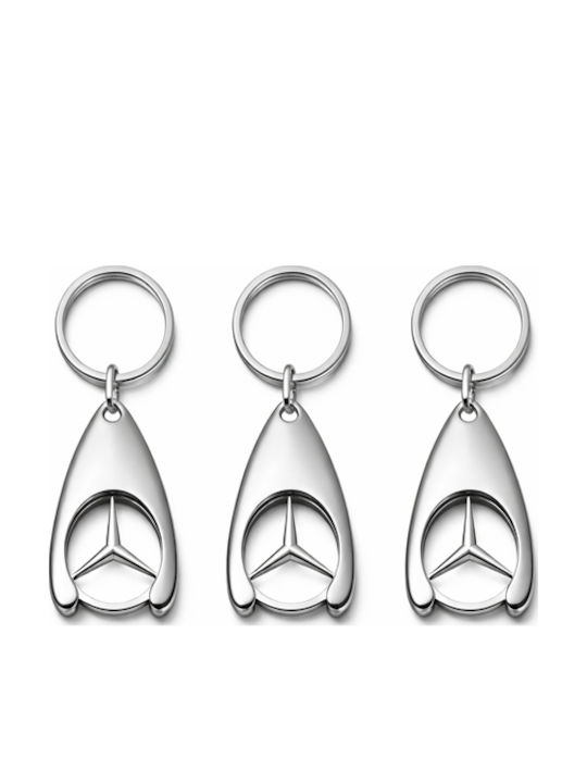 Set Trei Brelocuri Depox Mercedes 7.5 Cm Metalic Argintiu