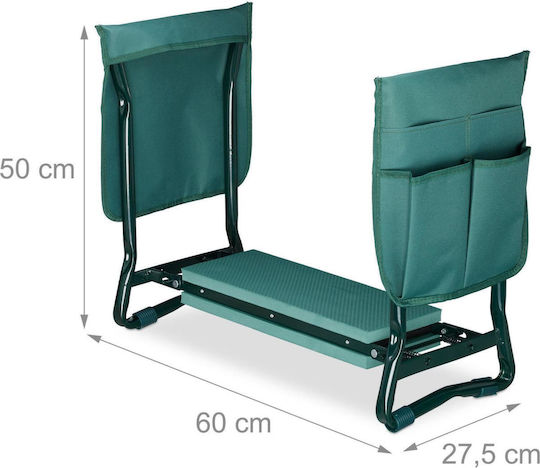 Garden Seat Relaxdays Folding Reversible Knee Protector Stool Side Tool Pockets Green 10026641