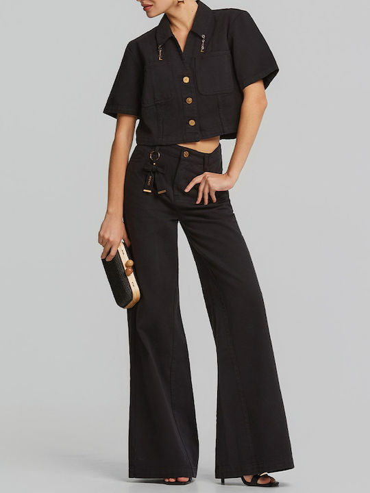 High Rise Women's Jean Pants In Straight Leg Black