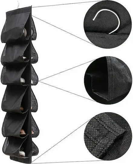 Verk Group Wardrobe Hanging Storage Case for Shoes in Black Color 115x32cm 1pcs