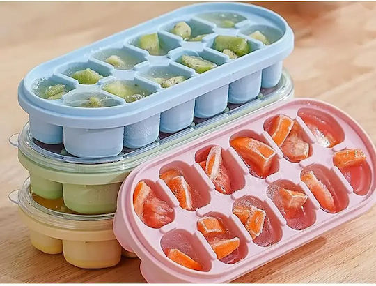Verk Group Ice Cube Mold Cube Made of Silicone 12 Slots with Lid Brown