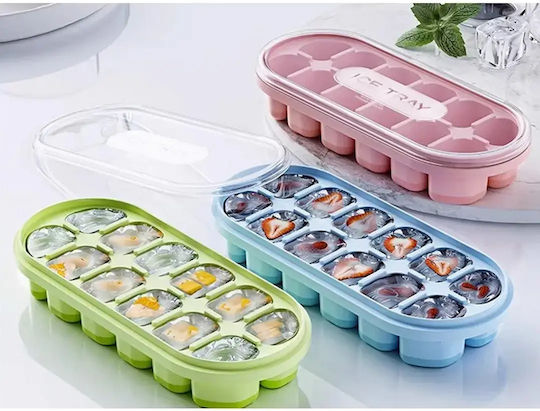 Verk Group Ice Cube Mold Cube Made of Silicone 12 Slots with Lid Brown