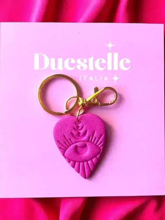 Μπρελόκ Γούρι Duestelle Italia Mystic Heart Φούξια Μάτι Χειροποίητο