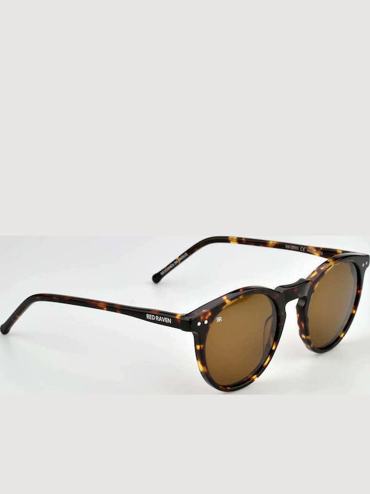 Red Raven Athene Unisex Sunglasses with Brown Frame and Red Polarized Lens